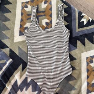 American Eagle Black and White Striped Top